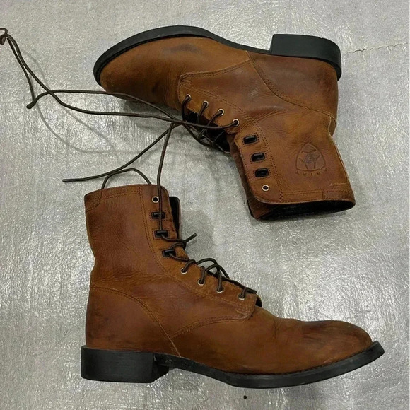 [8.5B]Ariat Brown WMN ATS  Lace Up Combat Boots - Picture 1 of 9